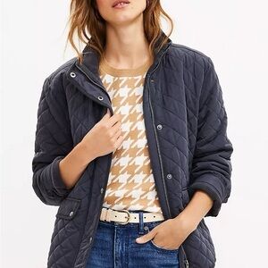 LOFT Quilted Jacket, Coastal Gray, Size Small